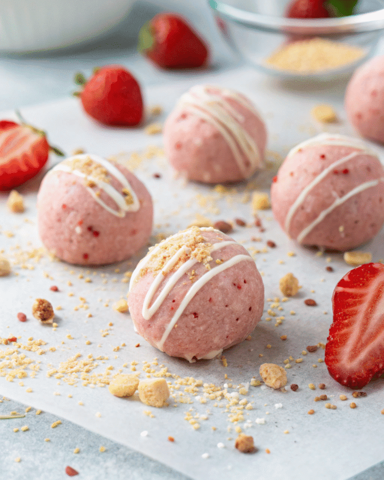 Strawberry Shortcake Protein Balls (No Bake, High Protein Snack)